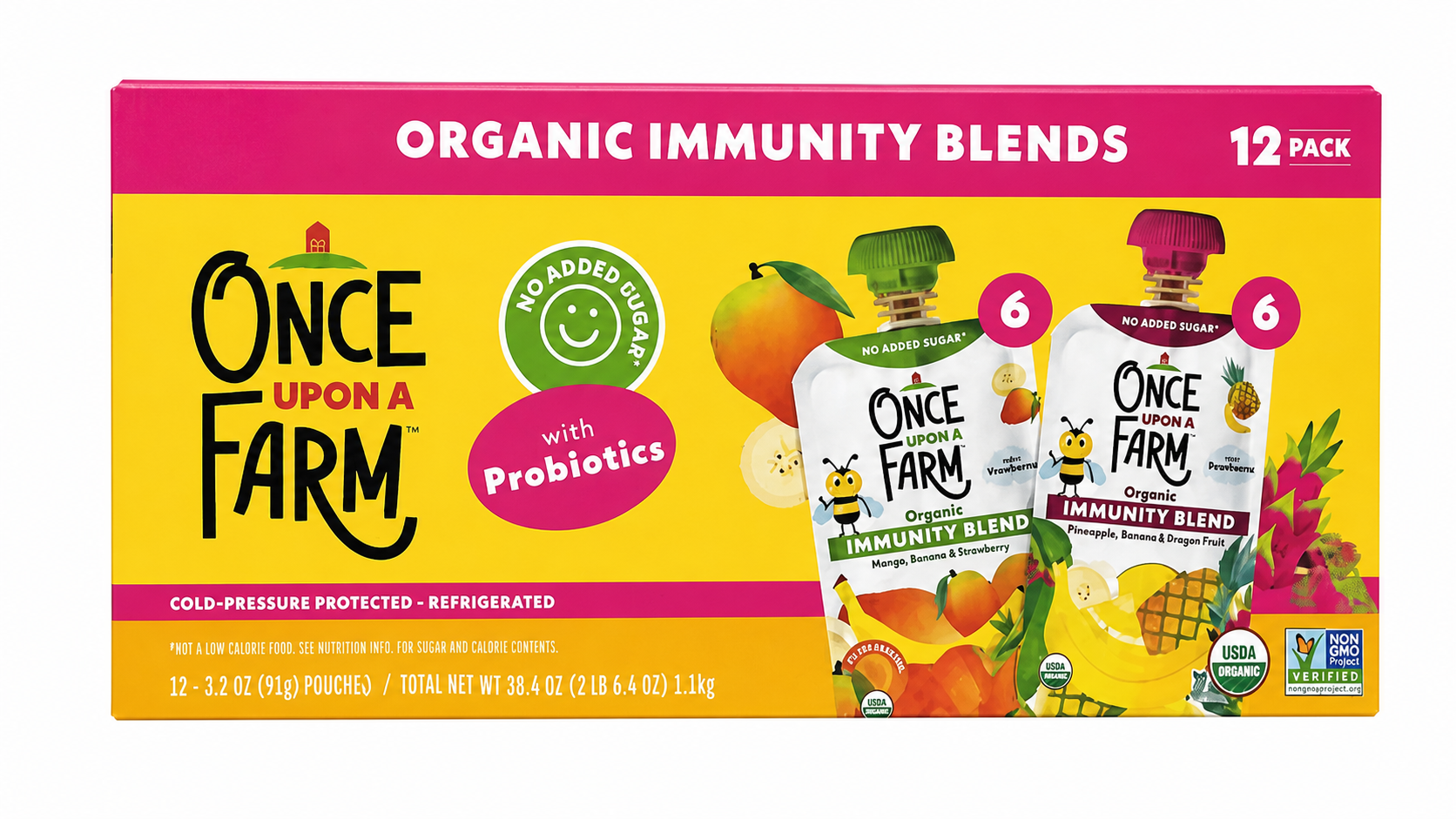 Once Upon a Farm Organic Immunity Blends with Probiotics 12 Pack