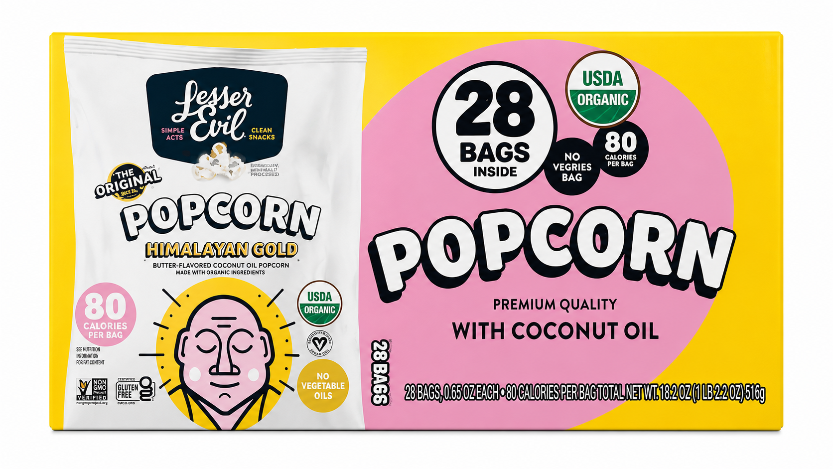 Lesser Evil Himalayan Gold Popcorn with Coconut Oil