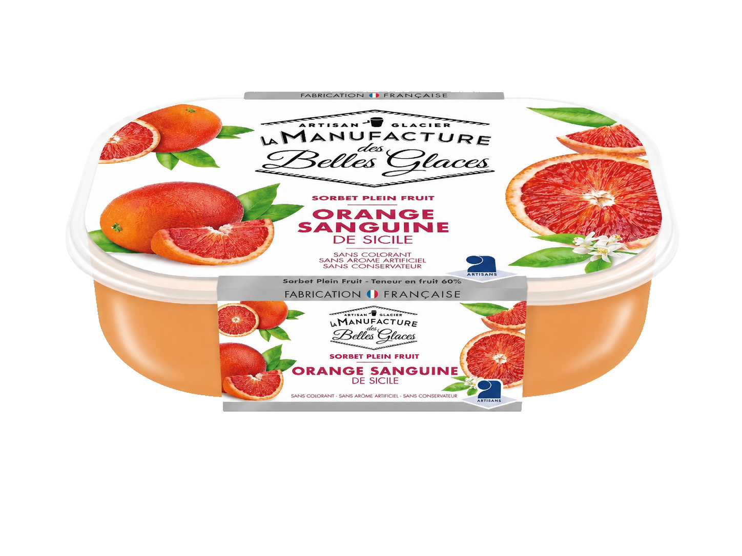 La Manufacture des Belles Glaces Sorbet plein fuit orange sanguine de Sicile
