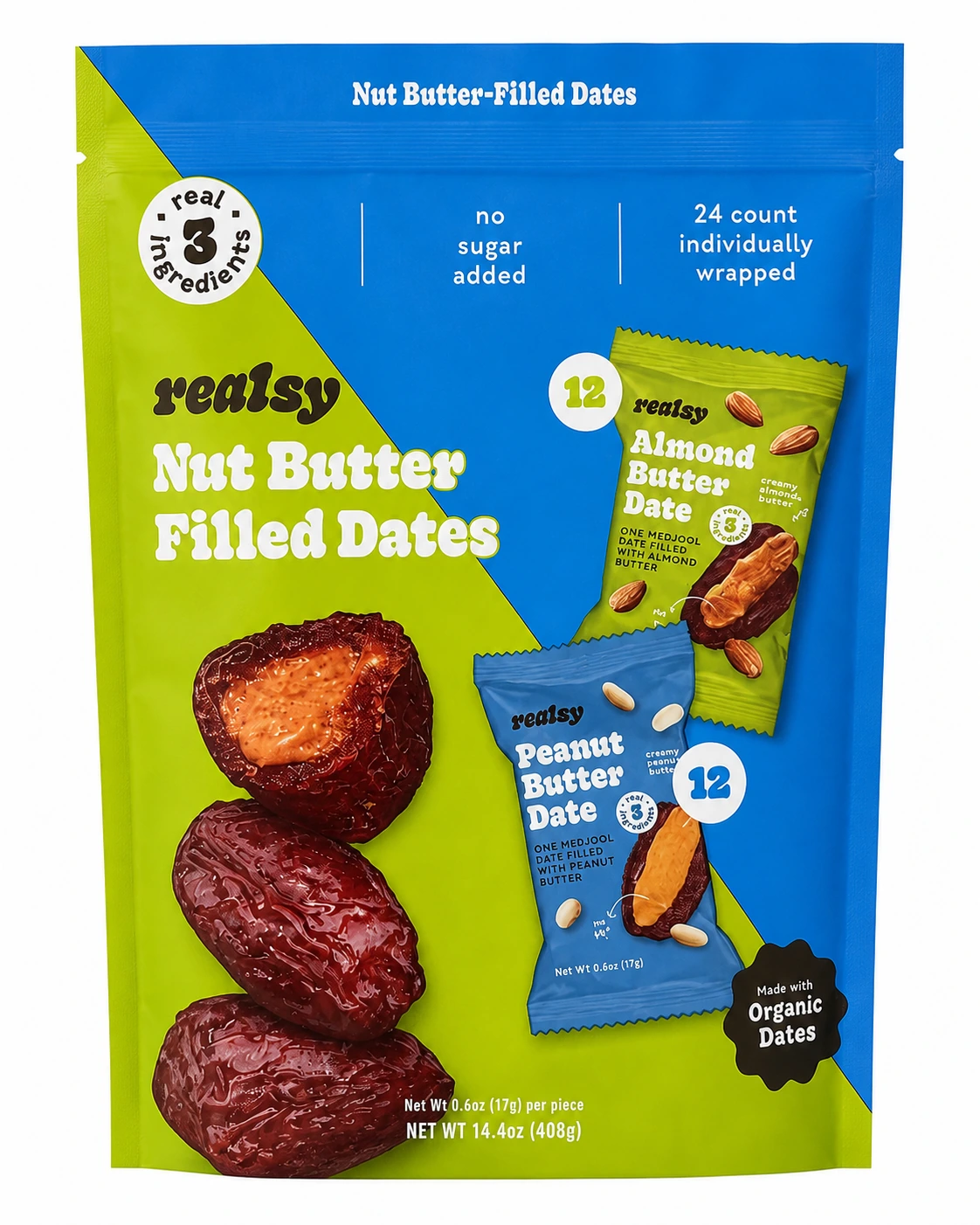 Realsy Nut Butter Filled Dates package