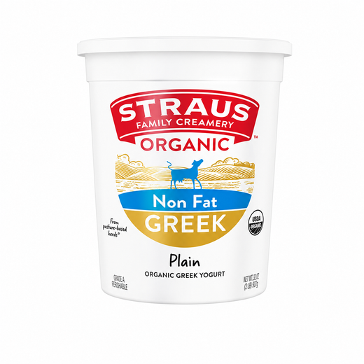 Straus Family Creamery Organic Non Fat Greek Plain Organic Greek Yogurt container