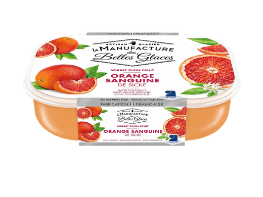 La Manufacture des Belles Glaces Sorbet plein fuit orange sanguine de Sicile