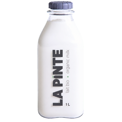 La P'tite Ferme Lait Cru Entier Organic Whole Milk glass bottle