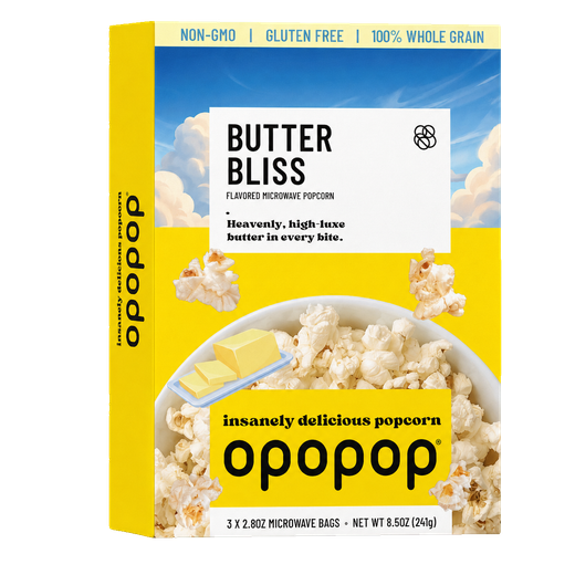 Opopop Butter Bliss Non-GMO Gluten Free 100% Whole Grain Popcorn