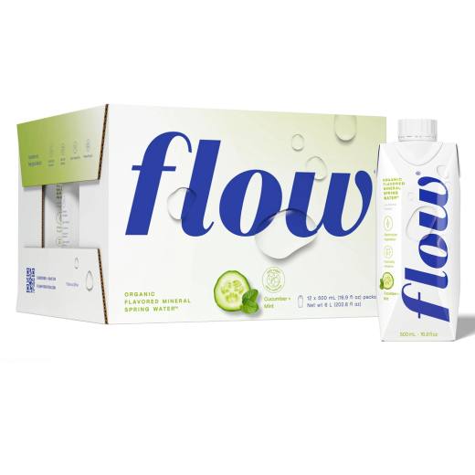 Flow Alkaline Cucumber + Mint Flavored Spring Water Carton